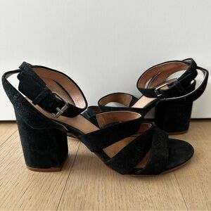 Madewell The Maria Black Strap Strappy Block Heel Sandals Preloved